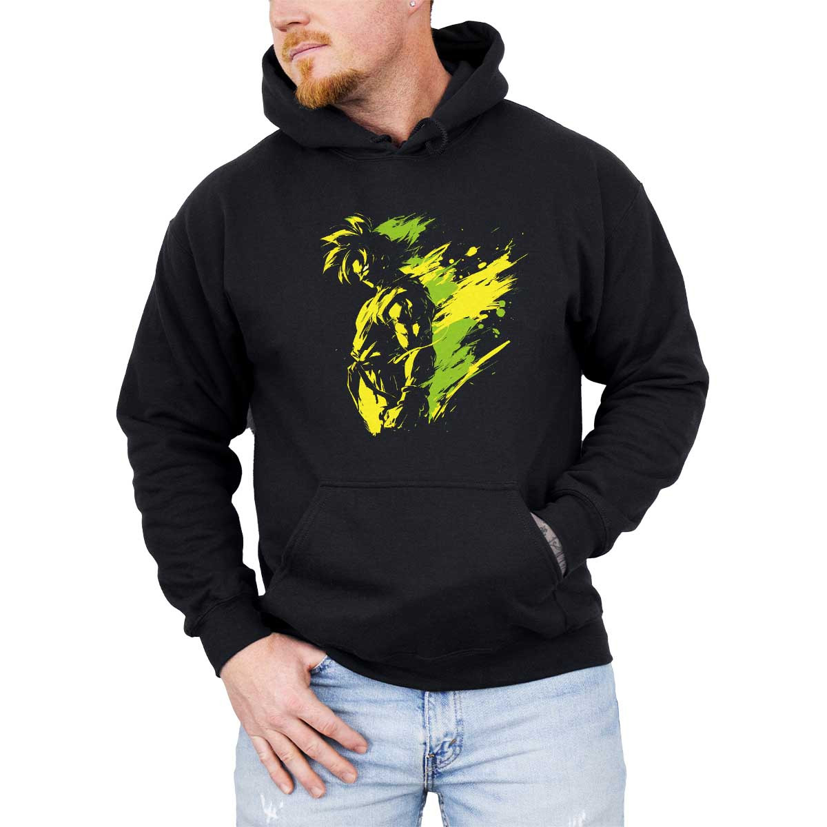 poleron-anime-hombre-goku-silueta-alegre-en-amarillo-y-verde