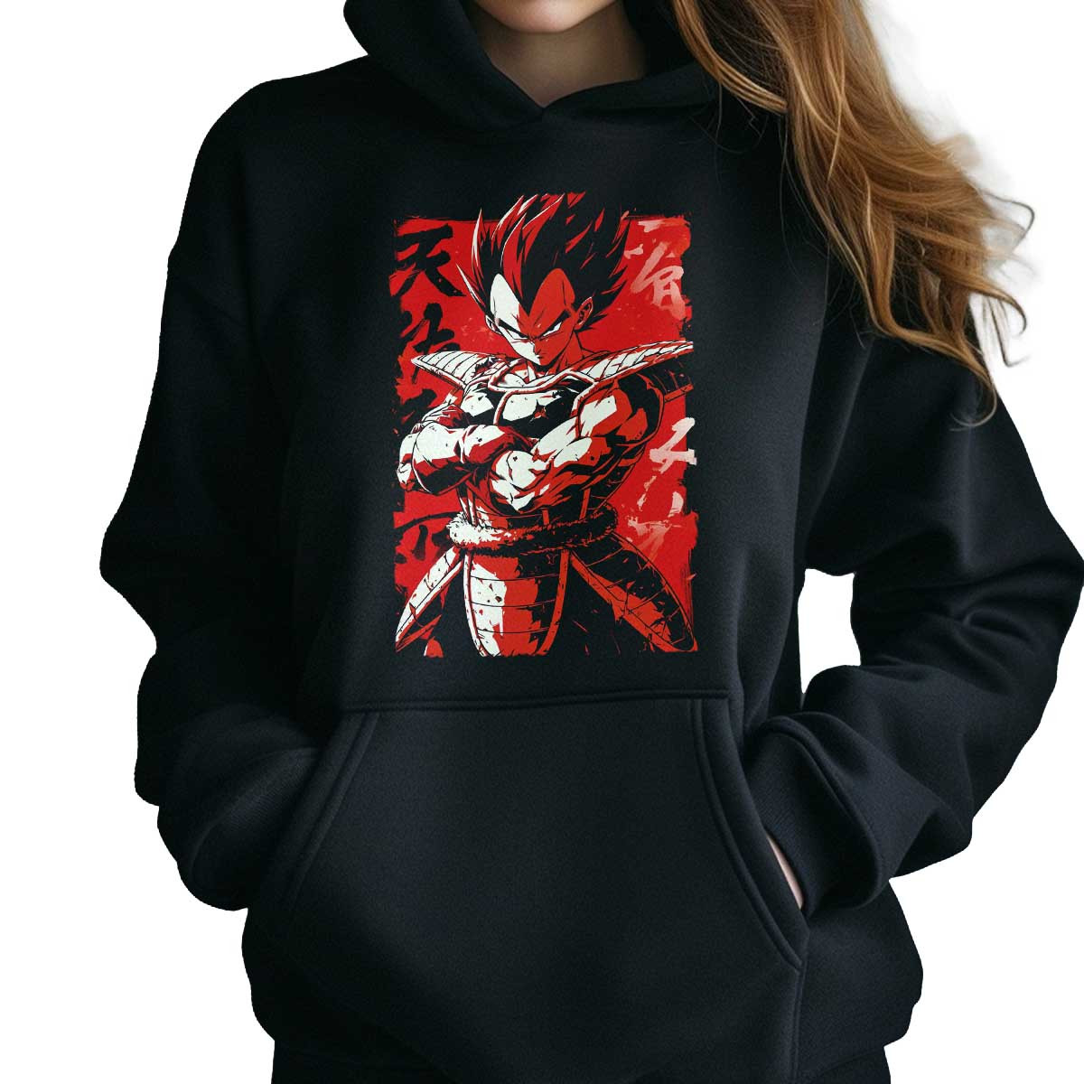 poleron-anime-mujer-saiyan-en-tonos-vermilion-y-sable