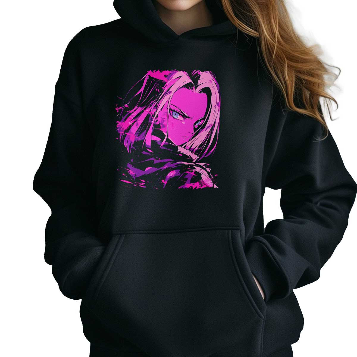 polerones-anime-android-18-ojos-en-primer-plano-en-rosa-beb-y-medianoche