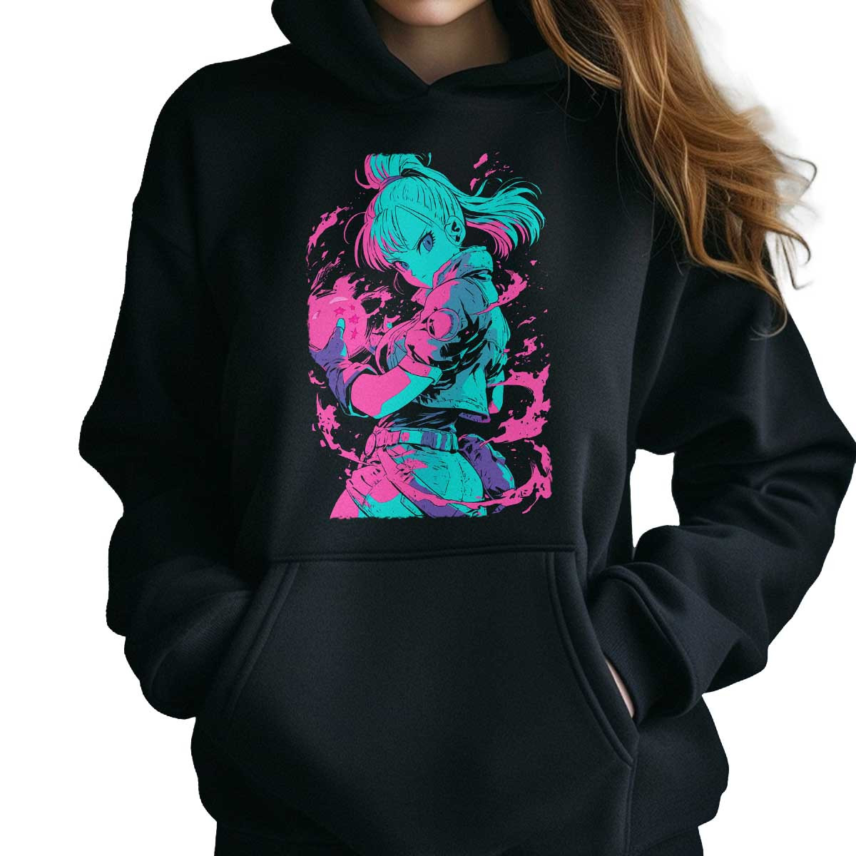 polerones-anime-bulma-pelea-en-colores-orqu-dea-y-turquesa
