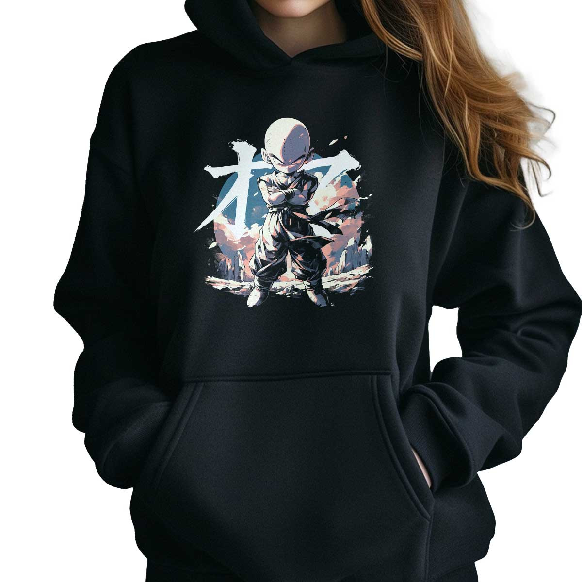 polerones-anime-estampada-frontal-krillin-ink-en-colores-salvia-y-rosa-beb-