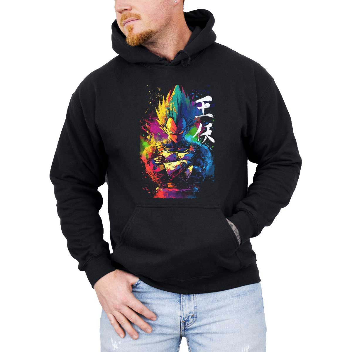 polerones-anime-hombre-vegeta-en-armadura-saiyan-arco-ris-intrincada
