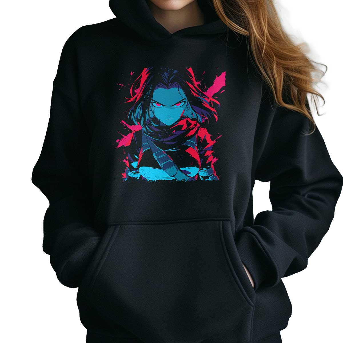 polerones-anime-mujer-android-17-en-colores-milky-y-cyan