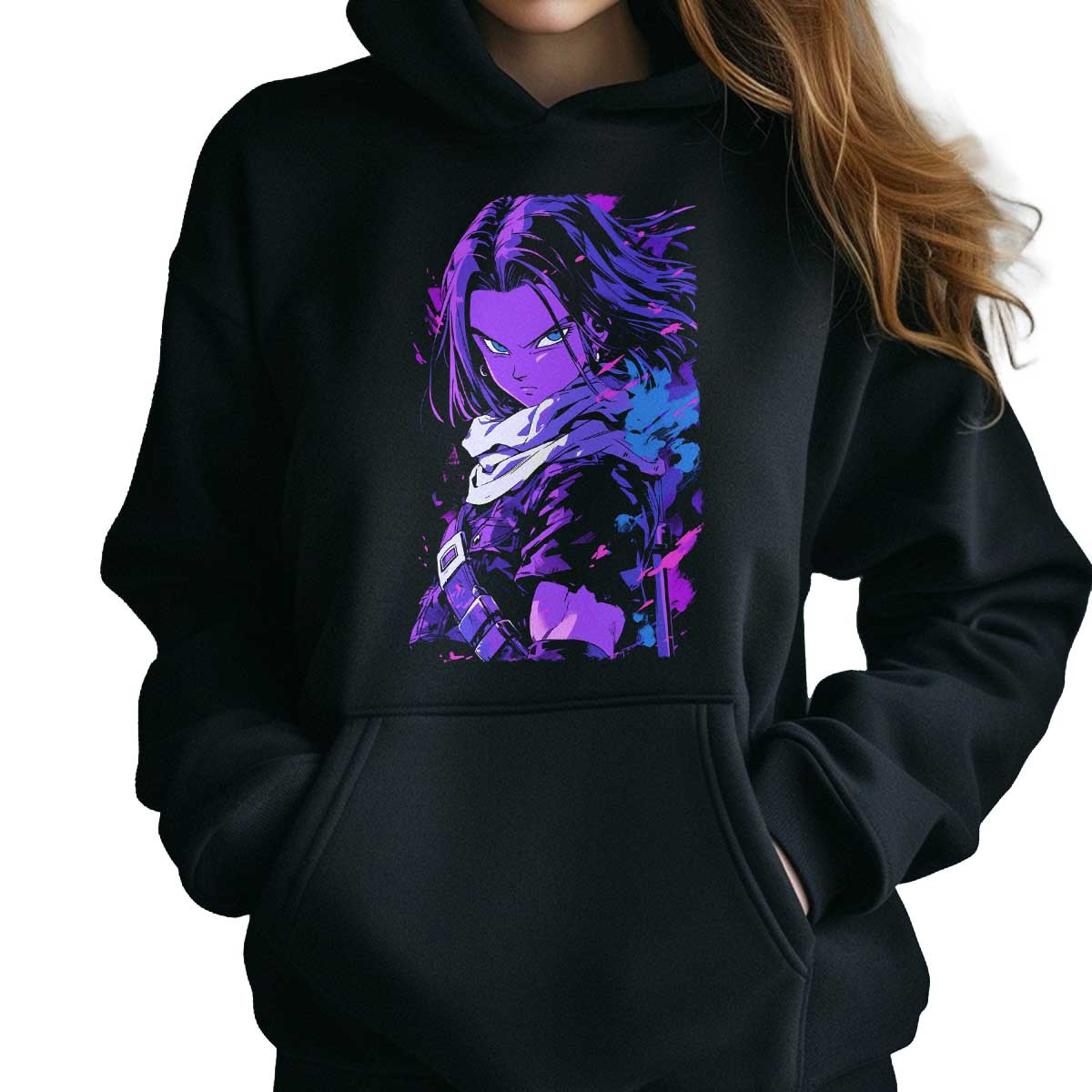 polerones-anime-mujer-enigma-de-androide-17-en-colores-amatista