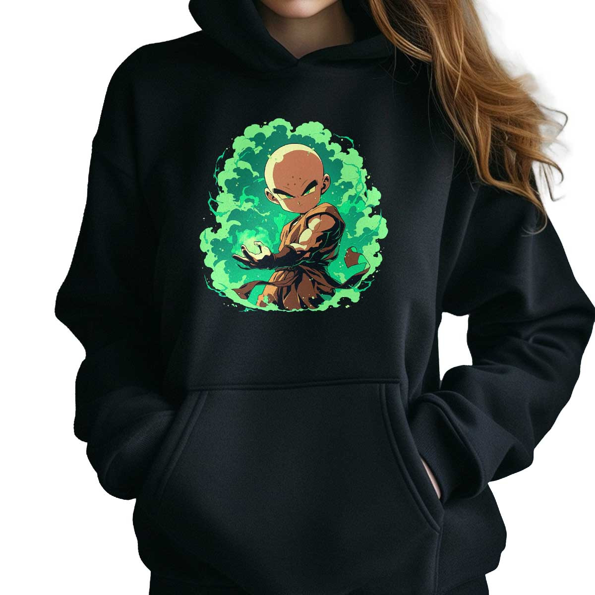 polerones-anime-mujer-krillin-con-mirada-decidida-en-colores-esmeralda-y-medianoche-33