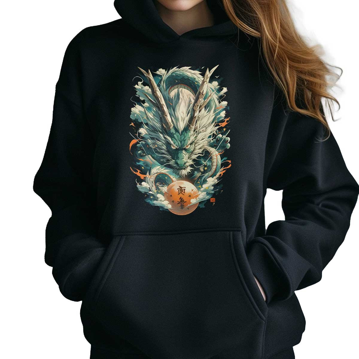 polerones-anime-mujer-street-art-goku-con-shenron-en-colores-diluidos-y-menta