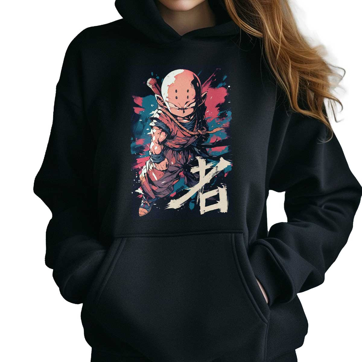 polerones-anime-negro-llamativo-krillin-ink-en-colores-transl-cido-y-rosa